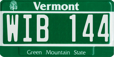 VT license plate WIB144
