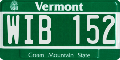 VT license plate WIB152