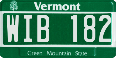 VT license plate WIB182
