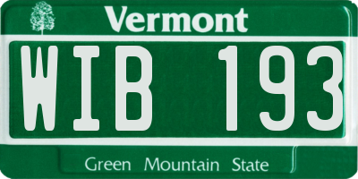 VT license plate WIB193