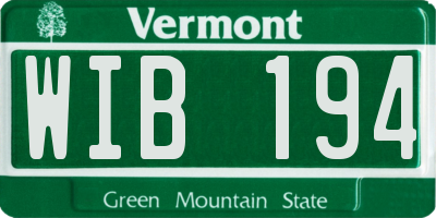 VT license plate WIB194