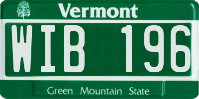 VT license plate WIB196