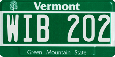 VT license plate WIB202