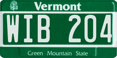 VT license plate WIB204