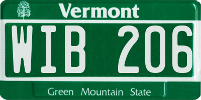 VT license plate WIB206