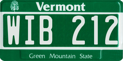 VT license plate WIB212