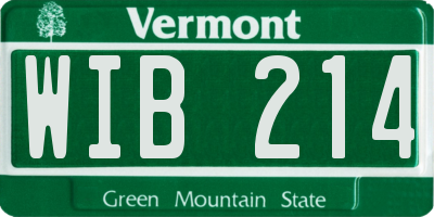 VT license plate WIB214