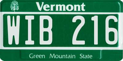 VT license plate WIB216