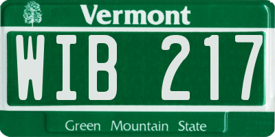 VT license plate WIB217