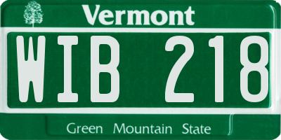VT license plate WIB218