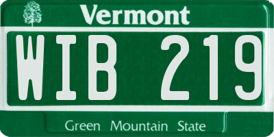 VT license plate WIB219