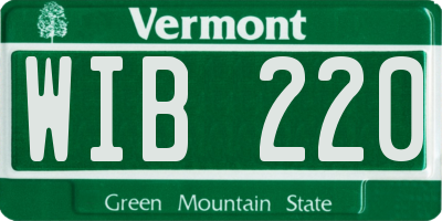 VT license plate WIB220