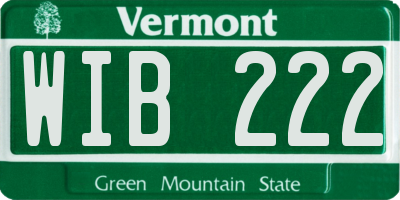VT license plate WIB222