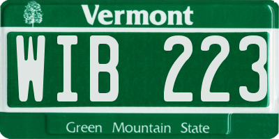 VT license plate WIB223