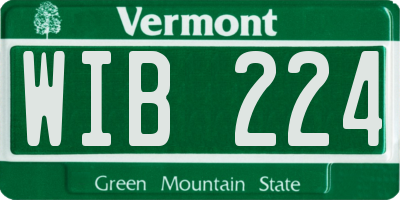 VT license plate WIB224