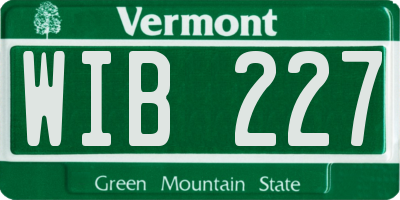 VT license plate WIB227