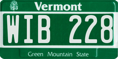 VT license plate WIB228