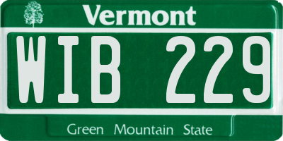 VT license plate WIB229