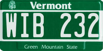 VT license plate WIB232
