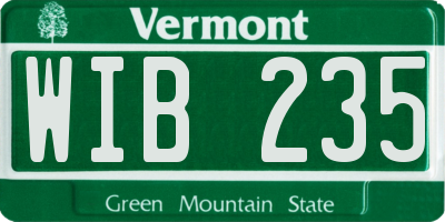 VT license plate WIB235