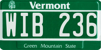 VT license plate WIB236