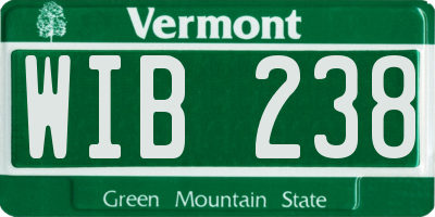 VT license plate WIB238