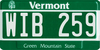 VT license plate WIB259