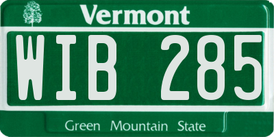 VT license plate WIB285