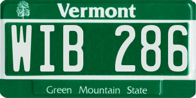 VT license plate WIB286