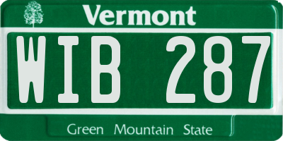 VT license plate WIB287