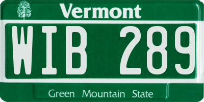 VT license plate WIB289