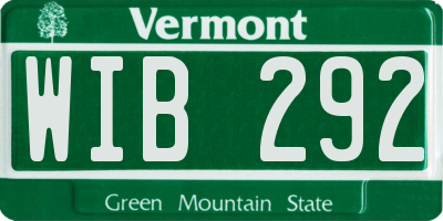 VT license plate WIB292
