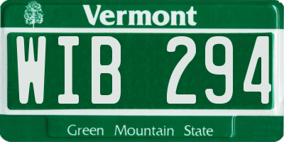 VT license plate WIB294
