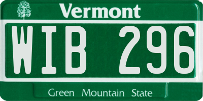 VT license plate WIB296