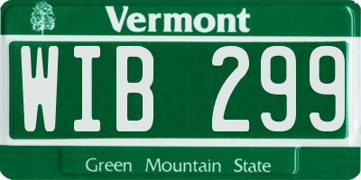 VT license plate WIB299