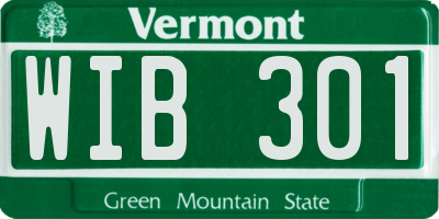 VT license plate WIB301