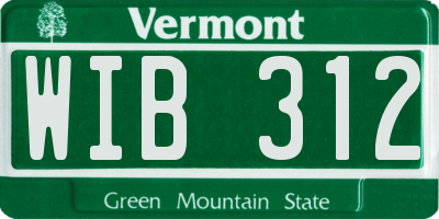 VT license plate WIB312