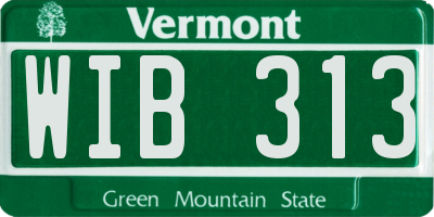 VT license plate WIB313
