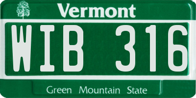 VT license plate WIB316