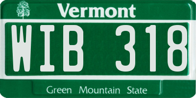 VT license plate WIB318