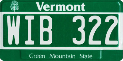 VT license plate WIB322