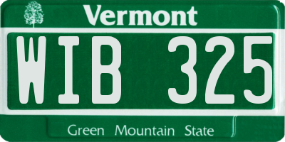 VT license plate WIB325