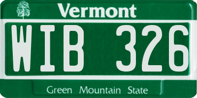 VT license plate WIB326