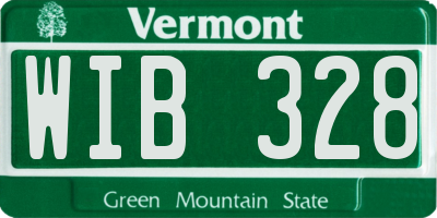 VT license plate WIB328