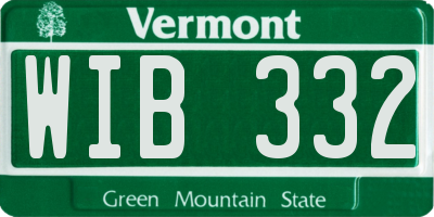 VT license plate WIB332