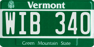 VT license plate WIB340