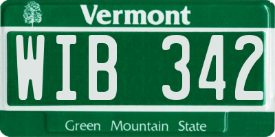 VT license plate WIB342