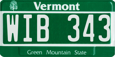 VT license plate WIB343