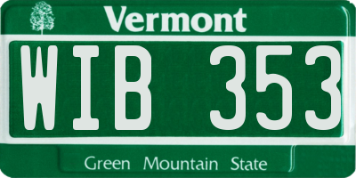 VT license plate WIB353