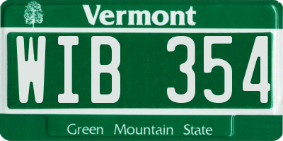 VT license plate WIB354